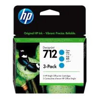 Cartucho de Tinta HP 712 Ciano PLUK 29ml 3 unidades - 3ED77A